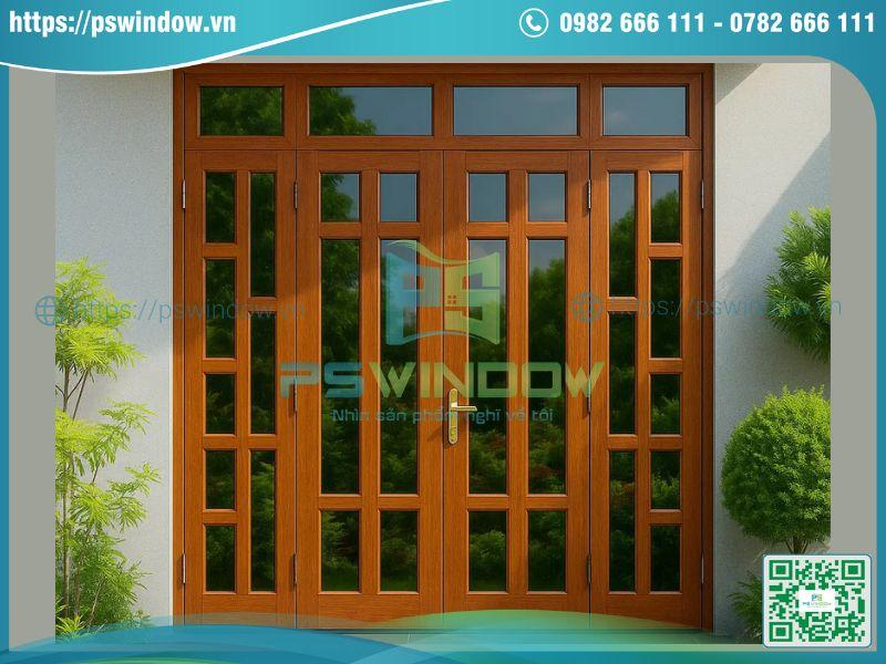 Cửa đi 4 cánh lệch kích thước đẹp Cửa đi 4 cánh lệch kích thước đẹp