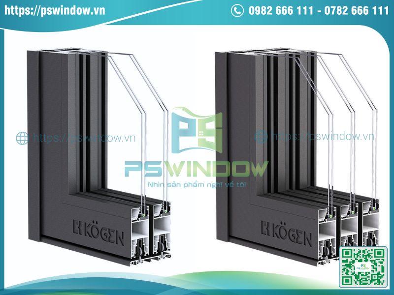 Cửa đi trượt 2 ray và 3 ray nhôm Kogen Cửa đi trượt 2 ray và 3 ray nhôm Kogen