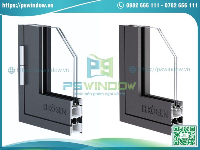 Cửa đi và cửa sổ mở quay nhôm Kogen hệ 60 Cửa đi và cửa sổ mở quay nhôm Kogen hệ 60