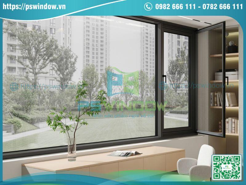Cửa sổ mở quay 1 cánh DERCHI tích hợp cửa lưới chống muỗi Cửa sổ mở quay 1 cánh DERCHI tích hợp cửa lưới chống muỗi
