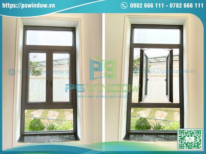 Cửa sổ mở quay kết hợp vách kính khung nhôm Aluprof Cửa sổ mở quay kết hợp vách kính khung nhôm Aluprof