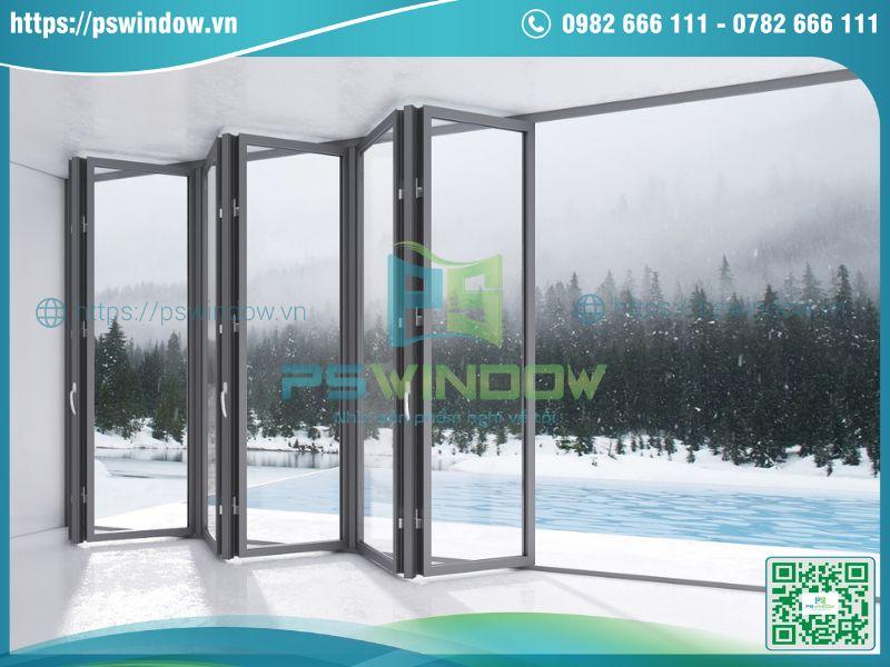 Hệ cửa nhôm Kogen xếp gấp bản lề ẩn Hệ cửa nhôm Kogen xếp gấp bản lề ẩn