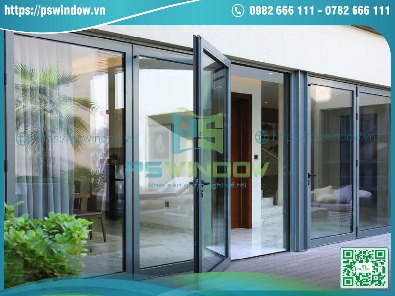Mẫu cửa chính nhôm kính mở quay kết hợp vách kính Mẫu cửa chính nhôm kính mở quay kết hợp vách kính