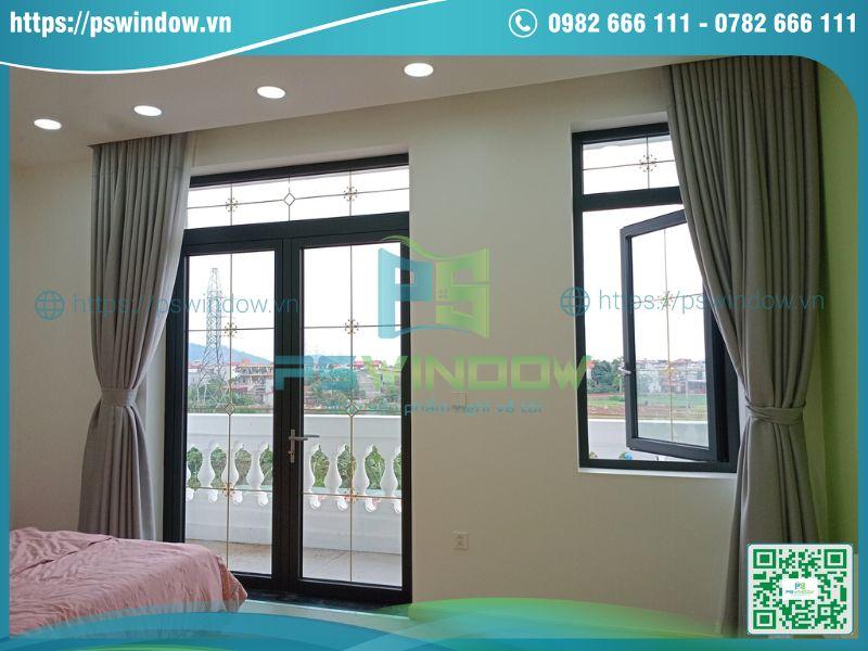 Mẫu cửa đi và cửa sổ mở quay kính hộp nan đồng Mẫu cửa đi và cửa sổ mở quay kính hộp nan đồng