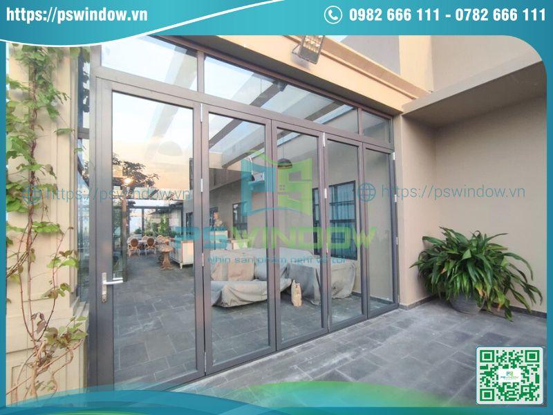 Mẫu cửa xếp gấp 5 cánh nhôm kính Mẫu cửa xếp gấp 5 cánh nhôm kính