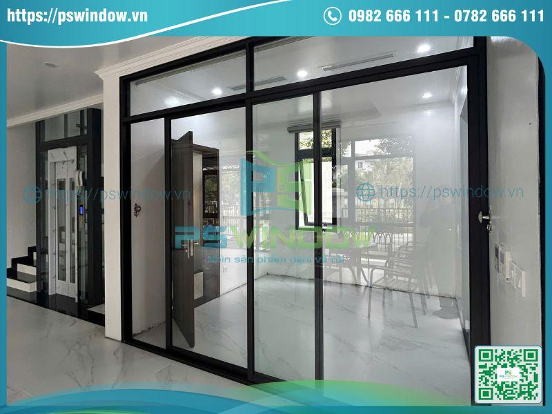 Mẫu vách ngăn phòng cố định + 1 cánh lùa khung nhôm Xingfa Mẫu vách ngăn phòng cố định + 1 cánh lùa khung nhôm Xingfa