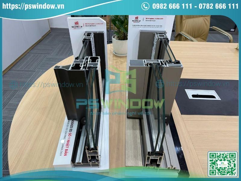 So sánh cửa lùa nhôm Maxpro hệ 115 và hệ 83plus