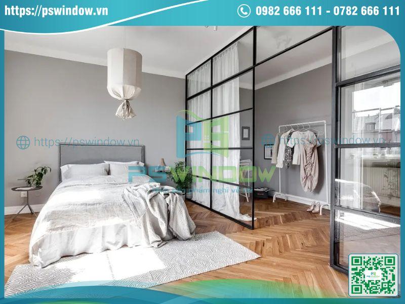 Vách kính cố định ngăn phòng ngủ- phòng thay đồ Vách kính cố định ngăn phòng ngủ- phòng thay đồ