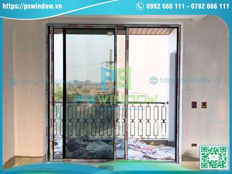 Cửa lùa 2 cánh nhôm Xingfa màu xám đá Cửa lùa 2 cánh nhôm Xingfa màu xám đá