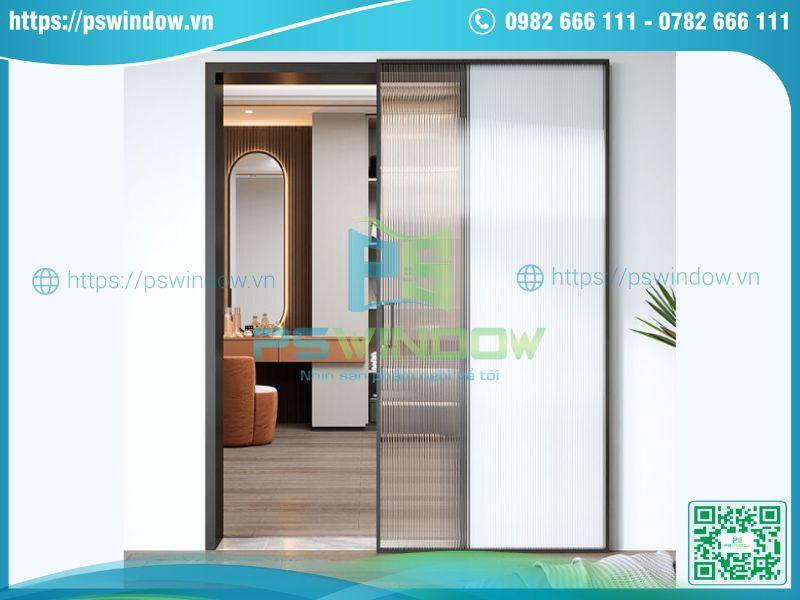 Cửa lùa tàng hình khung nhôm slim kính sóng Cửa lùa tàng hình khung nhôm slim kính sóng