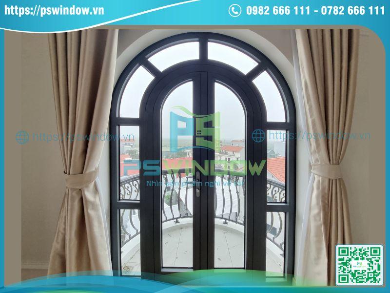 Cửa nhôm cao cấp fix kính vòm chia ô Cửa nhôm cao cấp fix kính vòm chia ô