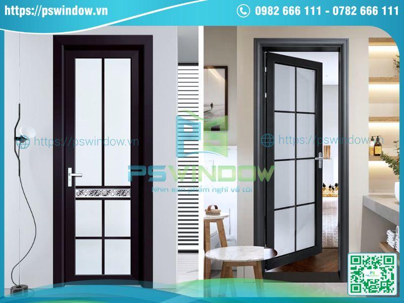 Cửa nhôm chia đố mở quay 1 cánh kính mờ Cửa nhôm chia đố mở quay 1 cánh kính mờ