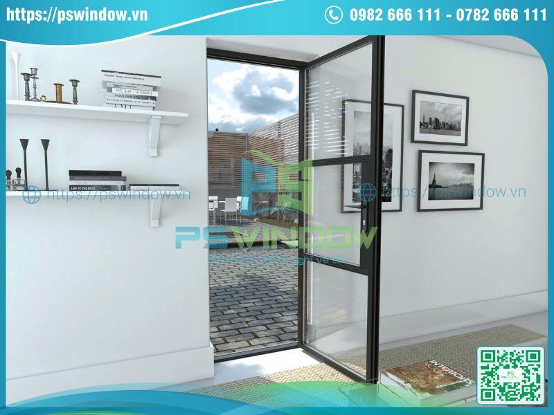 Cửa nhôm chia ô 1 cánh mở quay đố ngang Cửa nhôm chia ô 1 cánh mở quay đố ngang