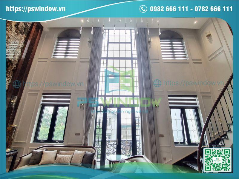 Cửa nhôm Soco mở quay kết hợp vách kính lấy sáng Cửa nhôm Soco mở quay kết hợp vách kính lấy sáng