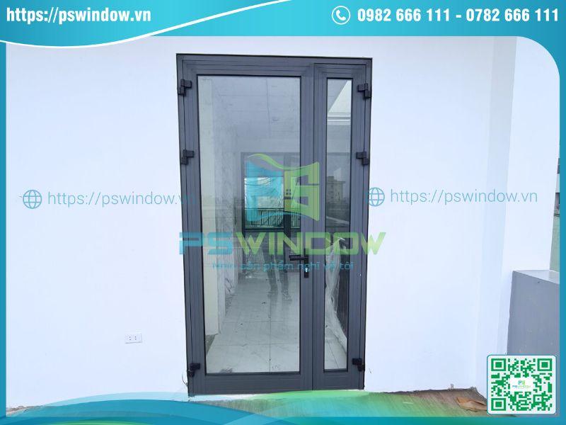 Cửa nhôm Xingfa màu xám ghi mở quay cánh lệch Cửa nhôm Xingfa màu xám ghi mở quay cánh lệch