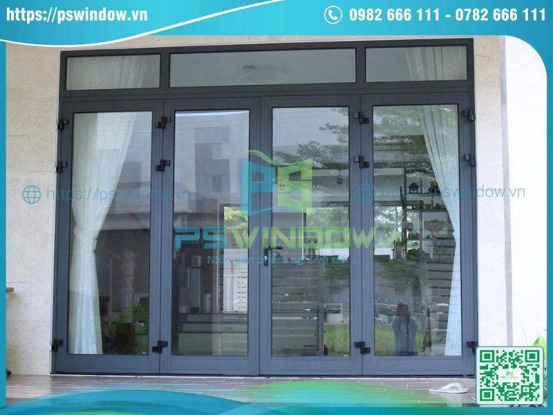 Cửa nhôm Xingfa mở quay 4 cánh fix trên màu xám ghi Cửa nhôm Xingfa mở quay 4 cánh fix trên màu xám ghi