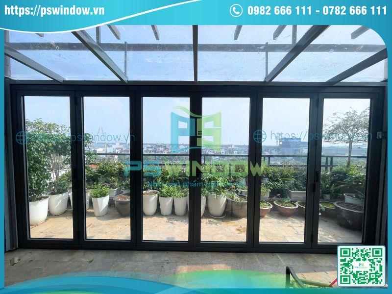 Cửa xếp trượt khung nhôm Xingfa xám đá Cửa xếp trượt khung nhôm Xingfa xám đá