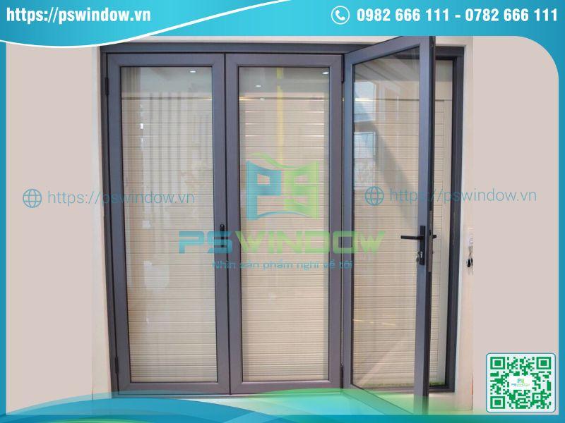 Cửa xếp trượt Xingfa 3 cánh màu xám ghi Cửa xếp trượt Xingfa 3 cánh màu xám ghi