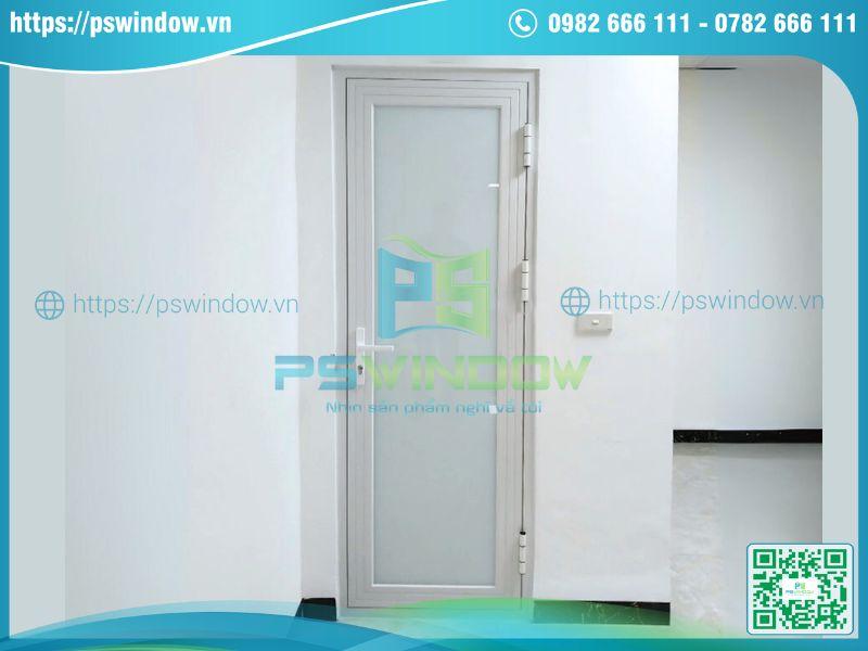 Mẫu cửa Xingfa màu trắng mở quay 1 cánh kính mờ Mẫu cửa Xingfa màu trắng mở quay 1 cánh kính mờ
