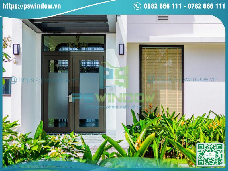 Mẫu cửa chính nhôm cao cấp, khóa điện tử hiện đại Mẫu cửa chính nhôm cao cấp, khóa điện tử hiện đại