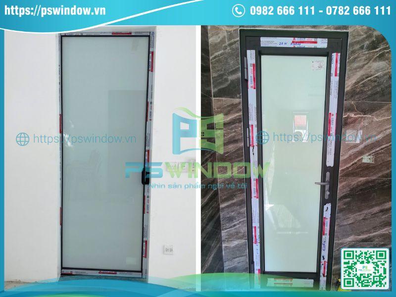 Mẫu cửa đi 1 cánh mở quay nhôm Xingfa kính mờ Mẫu cửa đi 1 cánh mở quay nhôm Xingfa kính mờ
