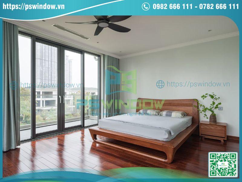 Mẫu cửa lùa 4 cánh cao cấp cho ban công phòng ngủ rộng Mẫu cửa lùa 4 cánh cao cấp cho ban công phòng ngủ rộng