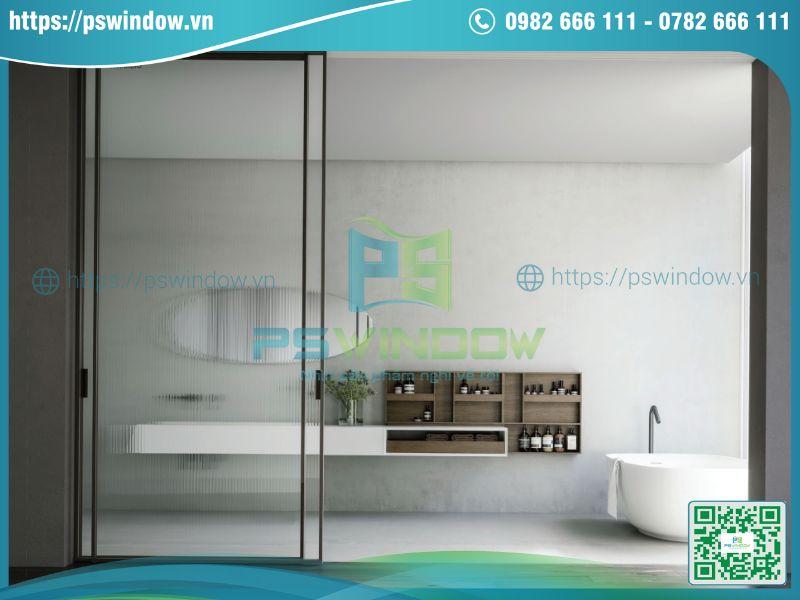 Mẫu cửa lùa slim kính sóng tinh tế, hiện đại cho phòng tắm cao cấp Mẫu cửa lùa slim kính sóng tinh tế, hiện đại cho phòng tắm cao cấp
