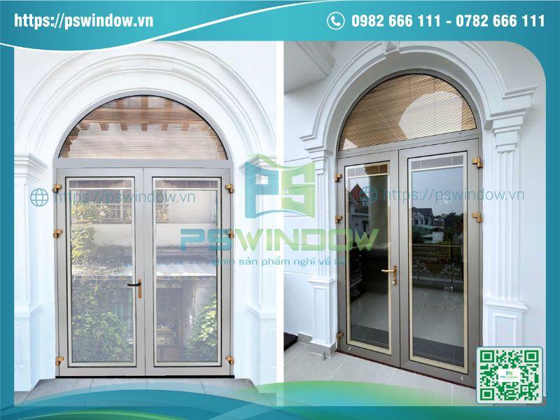 Mẫu cửa nhôm Maxpro mở quay cánh kính hộp rèm Mẫu cửa nhôm Maxpro mở quay cánh kính hộp rèm
