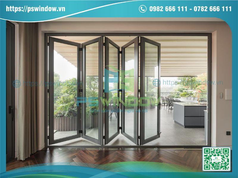 Mẫu cửa nhôm cao cấp đẹp kiểu xếp trượt hiện đại Mẫu cửa nhôm cao cấp đẹp kiểu xếp trượt hiện đại