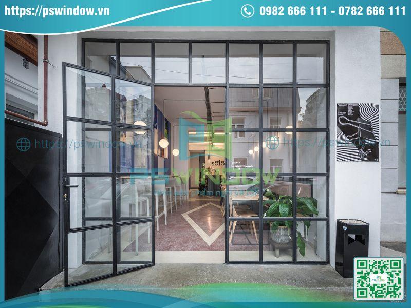 Mẫu cửa nhôm chia ô mở quay 2 cánh Mẫu cửa nhôm chia ô mở quay 2 cánh