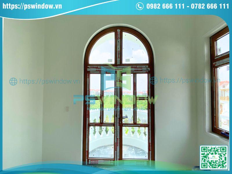 Mẫu cửa nhôm chia ô Xingfa 2 cánh uốn vòm Mẫu cửa nhôm chia ô Xingfa 2 cánh uốn vòm