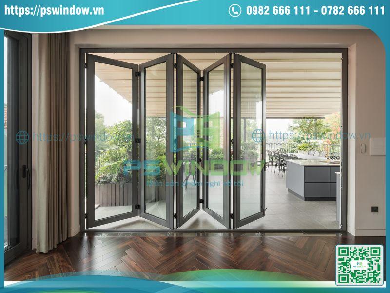 Mẫu cửa nhôm kính đẹp kiểu xếp trượt cao cấp Mẫu cửa nhôm kính đẹp kiểu xếp trượt cao cấp
