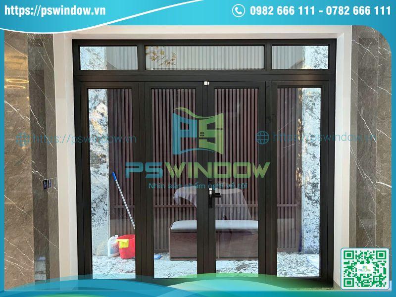 Mẫu cửa nhôm mở quay 2 cánh fix trên và 2 bên Mẫu cửa nhôm mở quay 2 cánh fix trên và 2 bên