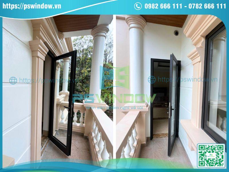 Mẫu cửa nhôm Xingfa 1 cánh mở quay kính hộp trong suốt Mẫu cửa nhôm Xingfa 1 cánh mở quay kính hộp trong suốt