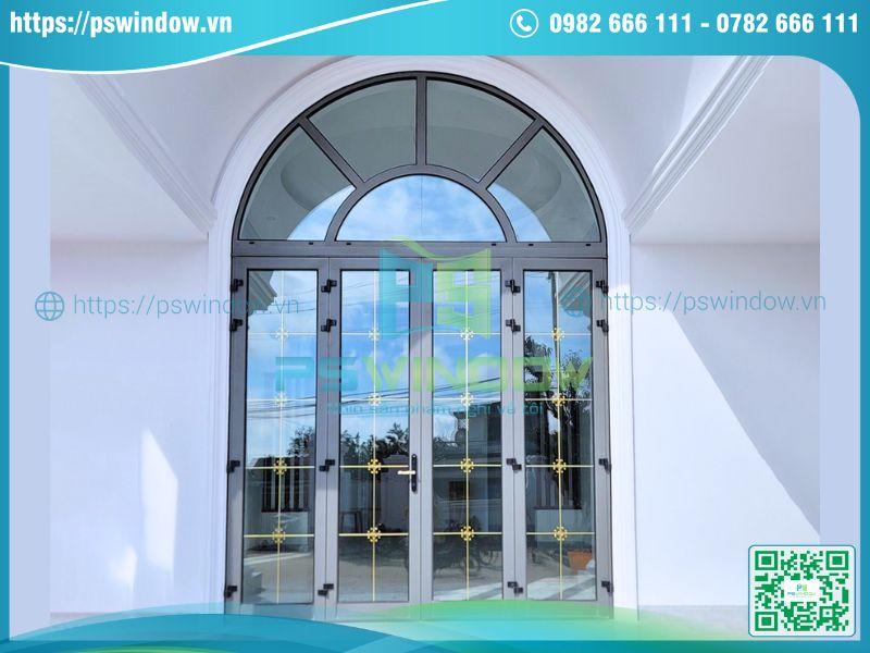 Mẫu cửa nhôm Xingfa 2 cánh fix trên uốn vòm và fix 2 bên Mẫu cửa nhôm Xingfa 2 cánh fix trên uốn vòm và fix 2 bên