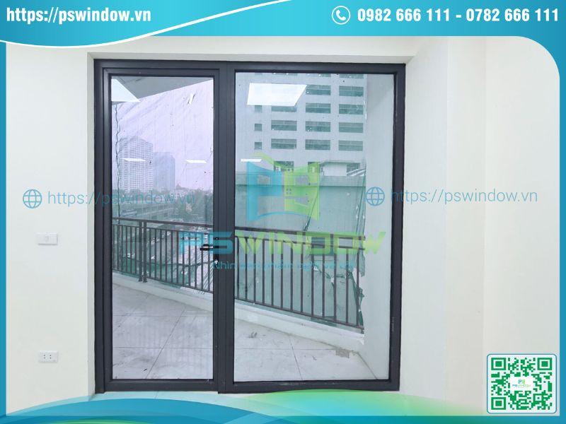 Mẫu cửa nhôm Xingfa phòng ngủ 1 cánh mở quay kết hợp vách kính cố định Mẫu cửa nhôm Xingfa phòng ngủ 1 cánh mở quay kết hợp vách kính cố định