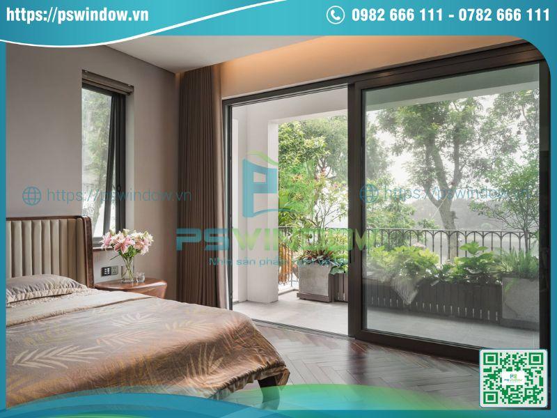 Mẫu cửa lùa nhôm kính phòng ngủ cách âm cách nhiệt Mẫu cửa lùa nhôm kính phòng ngủ cách âm cách nhiệt
