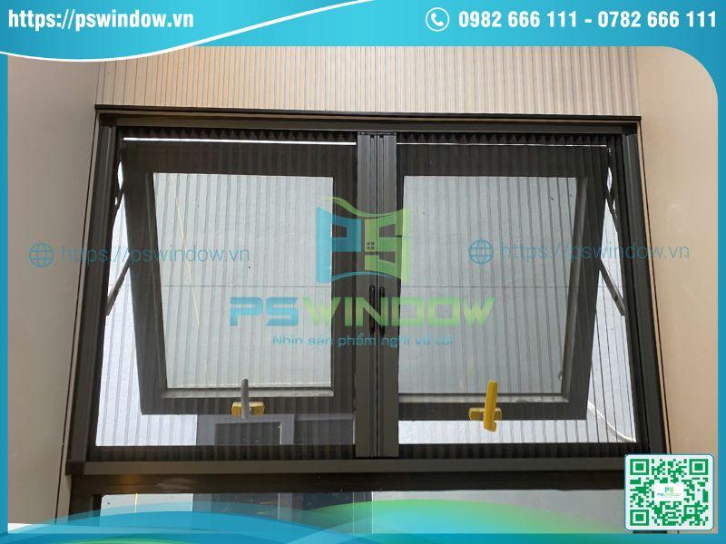 Mẫu cửa sổ mở hất 2 cánh có lưới chống muỗi nhôm Xingfa không gân Mẫu cửa sổ mở hất 2 cánh có lưới chống muỗi nhôm Xingfa không gân