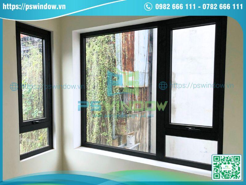 Mẫu cửa sổ mở hất kết hợp vách kính nhôm Xingfa Mẫu cửa sổ mở hất kết hợp vách kính nhôm Xingfa