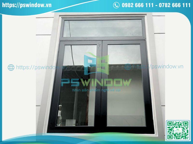 Mẫu cửa sổ mở quay 2 cánh nhôm Xingfa xám đá Mẫu cửa sổ mở quay 2 cánh nhôm Xingfa xám đá