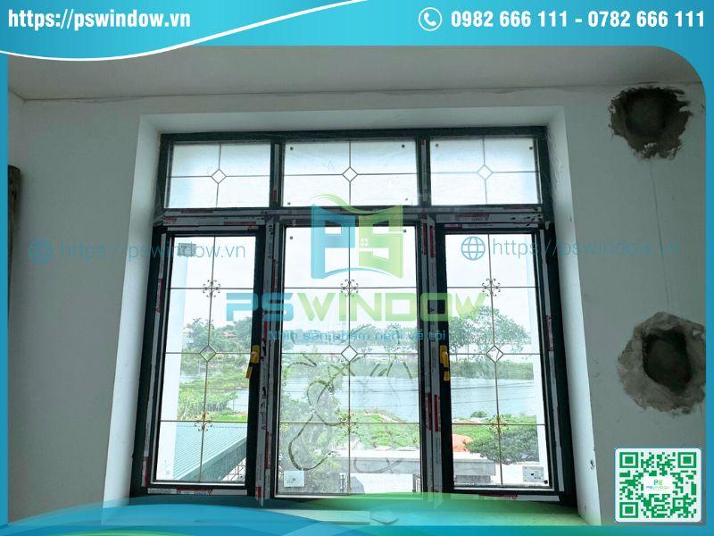 Mẫu cửa sổ nhôm Xingfa mở quay kính nan đồng chia ô Mẫu cửa sổ nhôm Xingfa mở quay kính nan đồng chia ô