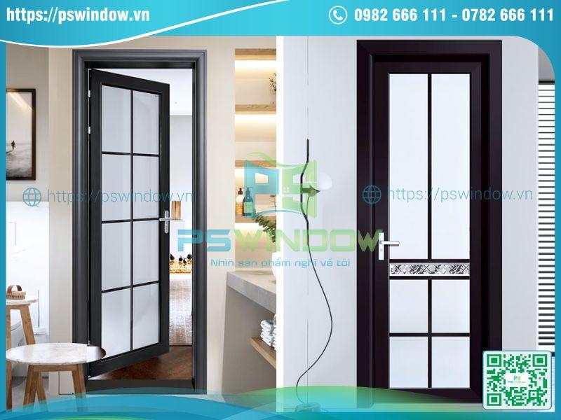 Mẫu cửa thông phòng nhôm kính mở quay 1 cánh chia ô Mẫu cửa thông phòng nhôm kính mở quay 1 cánh chia ô