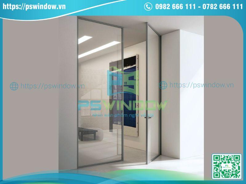 Mẫu cửa thông phòng nhôm kính mở quay cao cấp Romadio Mẫu cửa thông phòng nhôm kính mở quay cao cấp Romadio