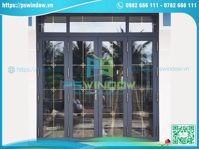 Mẫu cửa Xingfa 4 canh kính nan đồng chia ô Mẫu cửa Xingfa 4 canh kính nan đồng chia ô