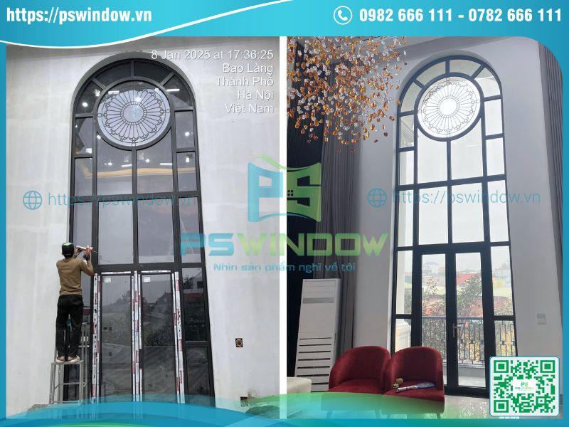 Pswindow lắp đặt cửa nhôm Xingfa màu xám đá Pswindow lắp đặt cửa nhôm Xingfa màu xám đá