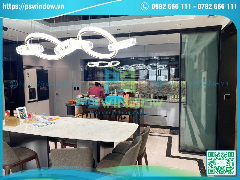 Cửa lùa lắp đặt làm vách ngăn phòng bếp di động Cửa lùa lắp đặt làm vách ngăn phòng bếp di động