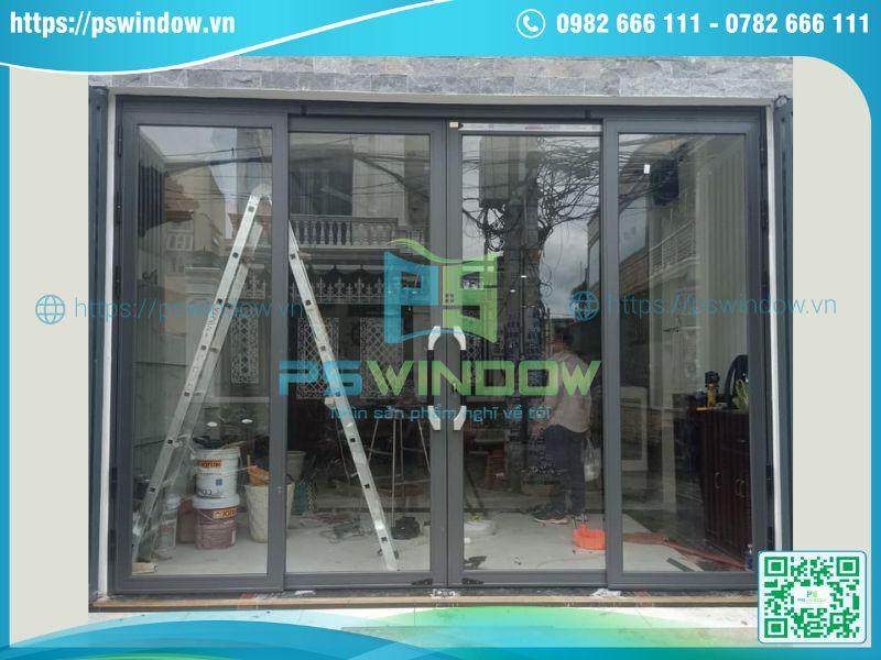 Cửa nhôm trượt quay Xingfa màu ghi xám Cửa nhôm trượt quay Xingfa màu ghi xám