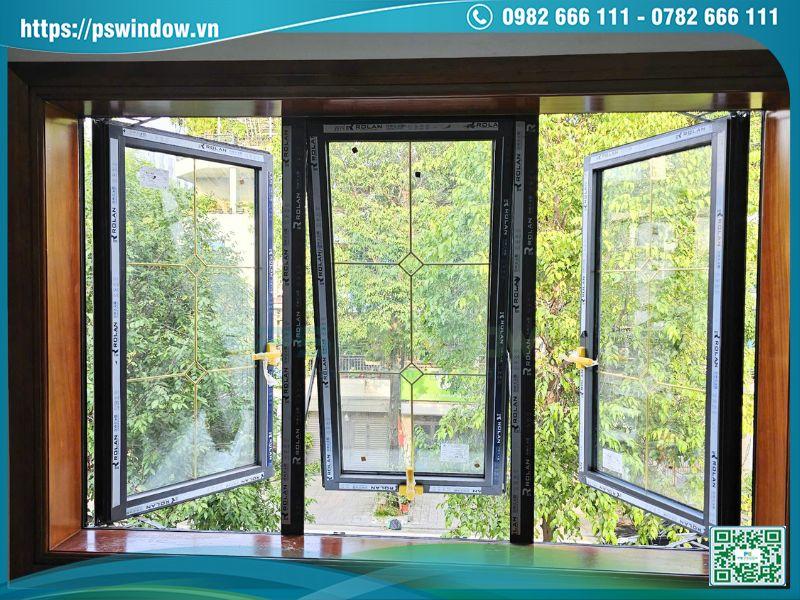Cửa sổ nhôm Rolan mở quay và mở hất kết hợp Cửa sổ nhôm Rolan mở quay và mở hất kết hợp