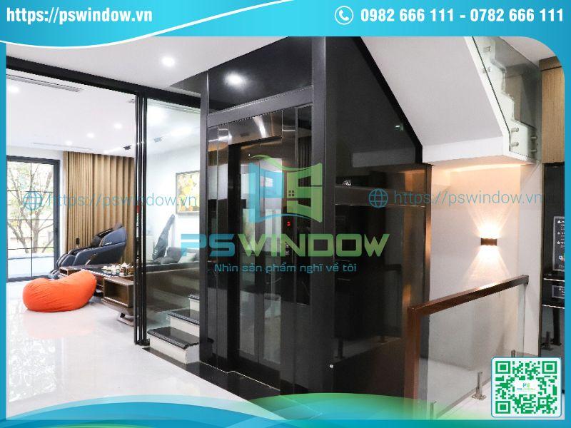 Thang máy kính sử dụng kính cường lực màu Thang máy kính sử dụng kính cường lực màu