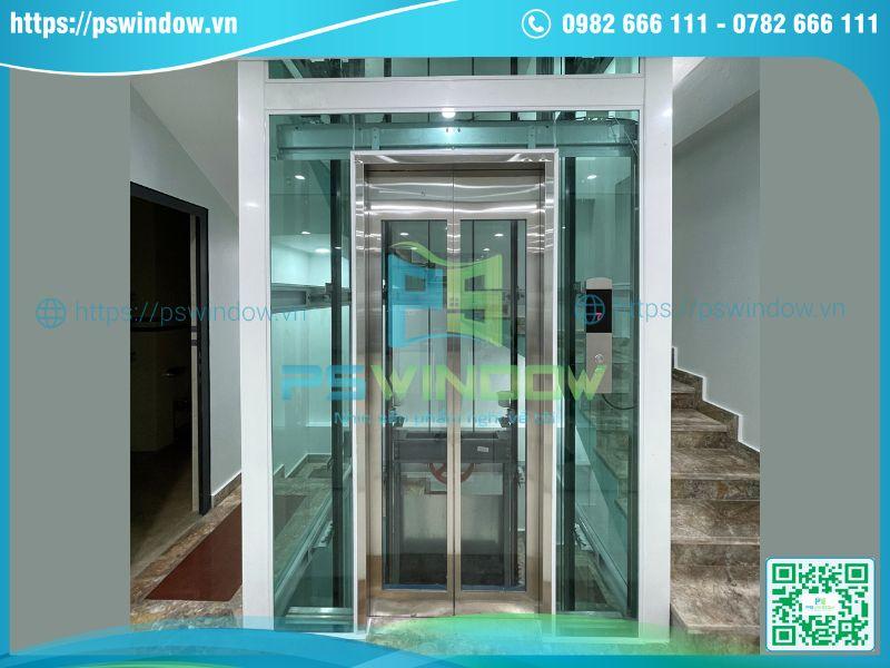 Vách kính thang máy hiện đại Vách kính thang máy hiện đại